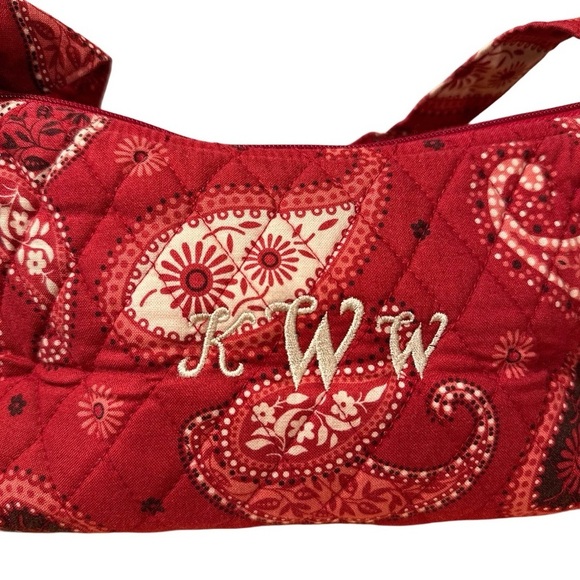 Soon Vintage Vera Bradley Small Maggie Satchel & Coin Purse Mesa Red Paisley Set - Picture 4 of 16